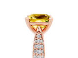 Rose gold Princess Cut Diamond Solitaire Engagement Ring with Pavé Band and Four-Prong Setting_5