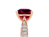 Rose gold Princess Cut Diamond Solitaire Engagement Ring with Pavé Band and Four-Prong Setting_5