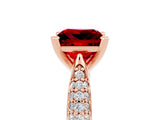 Rose gold Princess Cut Diamond Solitaire Engagement Ring with Pavé Band and Four-Prong Setting_5