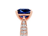 Rose gold Princess Cut Diamond Solitaire Engagement Ring with Pavé Band and Four-Prong Setting_5
