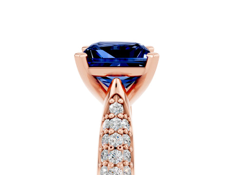 Rose gold Princess Cut Diamond Solitaire Engagement Ring with Pavé Band and Four-Prong Setting_5