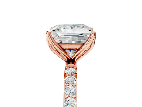 Rose gold Princess Cut Diamond Solitaire Engagement Ring with Round with Moissanite side stone Pavé Band and Prong Setting_5