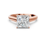 Rose gold Princess Cut Diamond Solitaire Engagement Ring with Tapered Plain Band and Four-Prong Setting_18