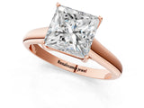 Rose gold Princess Cut Diamond Solitaire Engagement Ring with Tapered Plain Band and Four-Prong Setting_19