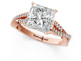 Rose gold Princess Cut Diamond Solitaire Engagement Ring with Twisted Pavé Band and Four-Prong Setting_38