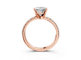 Rose gold Princess Cut Diamond Solitaire Pavé Engagement Ring with Round Band and Prong Setting_17