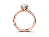 Rose gold Princess Cut Diamond Solitaire Pavé Engagement Ring with Round Band and Prong Setting_65