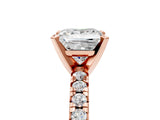 Rose gold Princess Cut Diamond Solitaire Pavé Engagement Ring with Round Band and Prong Setting_67