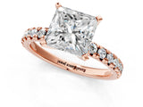 Rose gold Princess Cut Diamond Solitaire Pavé Engagement Ring with Round Band and Prong Setting_81
