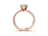 Rose gold Princess Cut Diamond Solitaire Pavé Engagement Ring with Round Band and Prong Setting_83