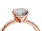 Rose gold Princess Cut Diamond Solitaire Pavé Engagement Ring with Round Band and Prong Setting_84