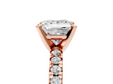 Rose gold Princess Cut Diamond Solitaire Pavé Engagement Ring with Round Band and Prong Setting_85