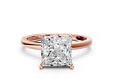 Rose gold Princess Cut Diamond Solitaire Ring with Classic Band and Four-Prong Setting_3