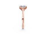 Rose gold Princess Cut Diamond Solitaire Ring with Flower Prong Setting and Classic Band_222
