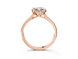Rose gold Princess Cut Diamond Solitaire Ring with Flower Prong Setting and Classic Band_223