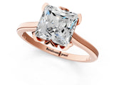 Rose gold Princess Cut Diamond Solitaire Ring with Flower Prong Setting and Classic Band_38