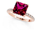Rose gold Princess Cut Diamond Solitaire Ring with Four-Prong Setting and Pavé Band_1