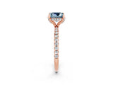 Rose gold Princess Cut Diamond Solitaire Ring with Four-Prong Setting and Pavé Band_2