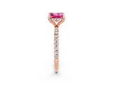 Rose gold Princess Cut Diamond Solitaire Ring with Four-Prong Setting and Pavé Band_2