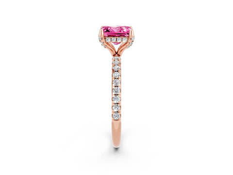Rose gold Princess Cut Diamond Solitaire Ring with Four-Prong Setting and Pavé Band_2