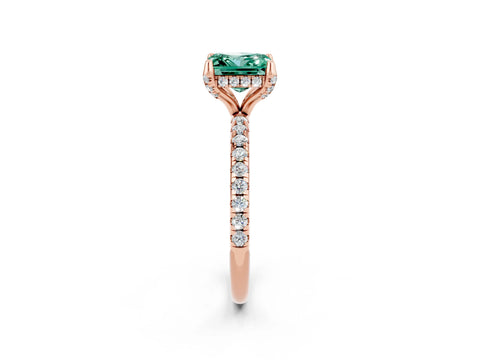 Rose gold Princess Cut Diamond Solitaire Ring with Four-Prong Setting and Pavé Band_2