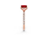 Rose gold Princess Cut Diamond Solitaire Ring with Four-Prong Setting and Pavé Band_2