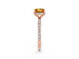 Rose gold Princess Cut Diamond Solitaire Ring with Four-Prong Setting and Pavé Band_2