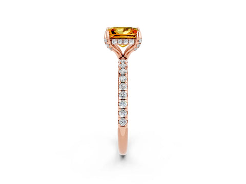 Rose gold Princess Cut Diamond Solitaire Ring with Four-Prong Setting and Pavé Band_2