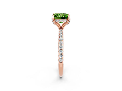 Rose gold Princess Cut Diamond Solitaire Ring with Four-Prong Setting and Pavé Band_2