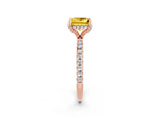 Rose gold Princess Cut Diamond Solitaire Ring with Four-Prong Setting and Pavé Band_2