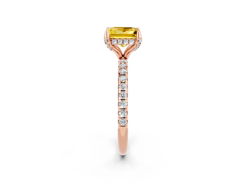 Rose gold Princess Cut Diamond Solitaire Ring with Four-Prong Setting and Pavé Band_2