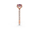 Rose gold Princess Cut Diamond Solitaire Ring with Four-Prong Setting and Pavé Band_2