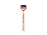 Rose gold Princess Cut Diamond Solitaire Ring with Four-Prong Setting and Pavé Band_2