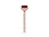 Rose gold Princess Cut Diamond Solitaire Ring with Four-Prong Setting and Pavé Band_2