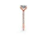 Rose gold Princess Cut Diamond Solitaire Ring with Four-Prong Setting and Pavé Band_2