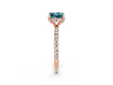 Rose gold Princess Cut Diamond Solitaire Ring with Four-Prong Setting and Pavé Band_2