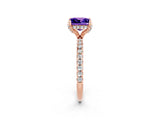 Rose gold Princess Cut Diamond Solitaire Ring with Four-Prong Setting and Pavé Band_2