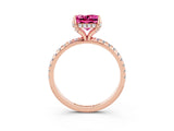 Rose gold Princess Cut Diamond Solitaire Ring with Four-Prong Setting and Pavé Band_3