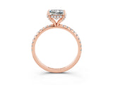 Rose gold Princess Cut Diamond Solitaire Ring with Four-Prong Setting and Pavé Band_3