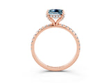 Rose gold Princess Cut Diamond Solitaire Ring with Four-Prong Setting and Pavé Band_3