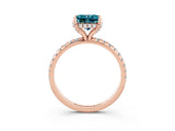 Rose gold Princess Cut Diamond Solitaire Ring with Four-Prong Setting and Pavé Band_3