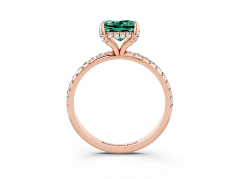 Rose gold Princess Cut Diamond Solitaire Ring with Four-Prong Setting and Pavé Band_3
