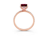 Rose gold Princess Cut Diamond Solitaire Ring with Four-Prong Setting and Pavé Band_3
