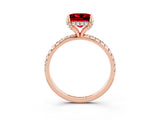 Rose gold Princess Cut Diamond Solitaire Ring with Four-Prong Setting and Pavé Band_3