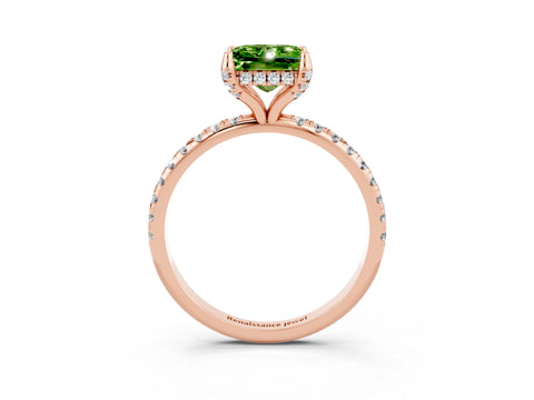 Rose gold Princess Cut Diamond Solitaire Ring with Four-Prong Setting and Pavé Band_3