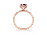 Rose gold Princess Cut Diamond Solitaire Ring with Four-Prong Setting and Pavé Band_3