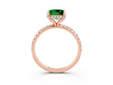 Rose gold Princess Cut Diamond Solitaire Ring with Four-Prong Setting and Pavé Band_3