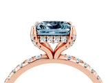 Rose gold Princess Cut Diamond Solitaire Ring with Four-Prong Setting and Pavé Band_4