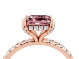 Rose gold Princess Cut Diamond Solitaire Ring with Four-Prong Setting and Pavé Band_4