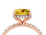 Rose gold Princess Cut Diamond Solitaire Ring with Four-Prong Setting and Pavé Band_4
